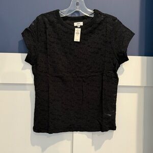 aerie Black vintage Lace Short-Sleeve Tee Size S NWT